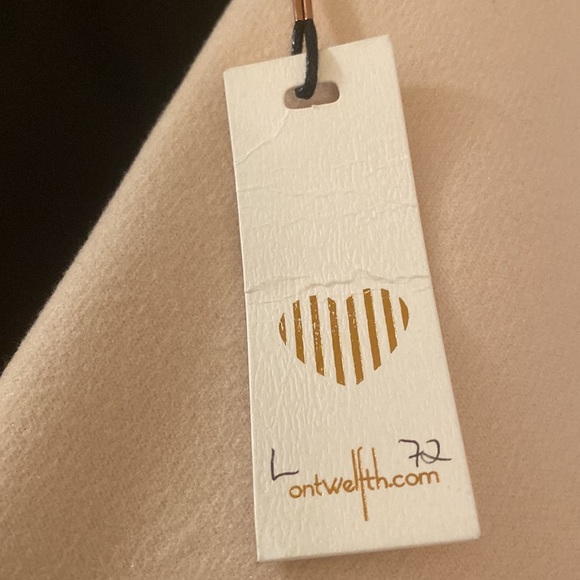 Cream Asymmetrical Zip Coat with Belted Sleeve Detail size L - Picture 3 of 6